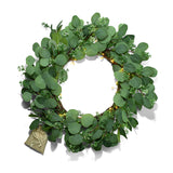 Eucalyptus Wreath with Cluster Lights & Velvet Ribbon