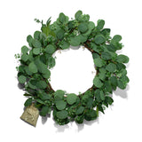 Eucalyptus Wreath with Cluster Lights & Velvet Ribbon