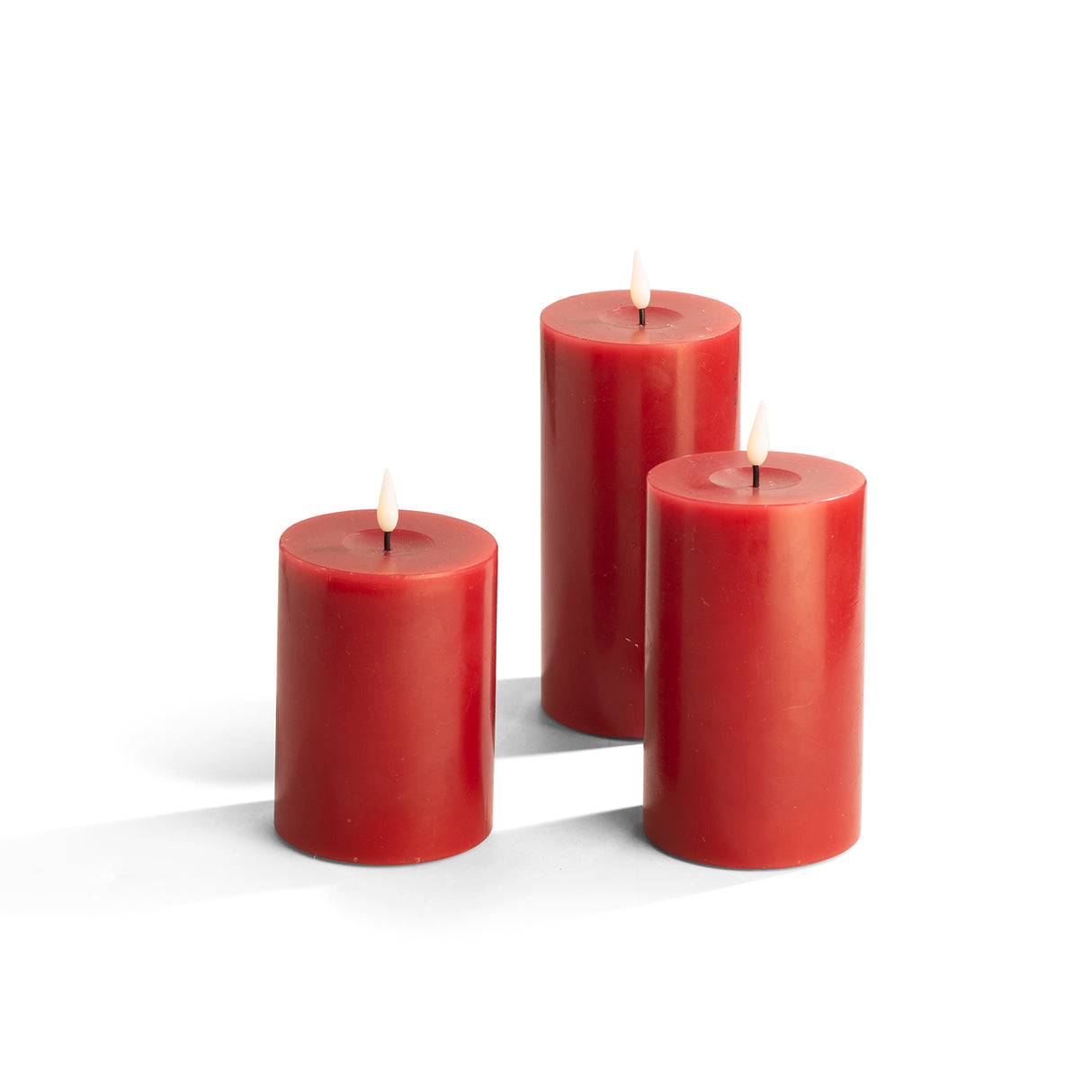 Infinity Wick Burgundy Pillar Candles, 3" Multipack, Set of 3