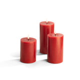 Infinity Wick Burgundy Pillar Candles, 3" Multipack, Set of 3