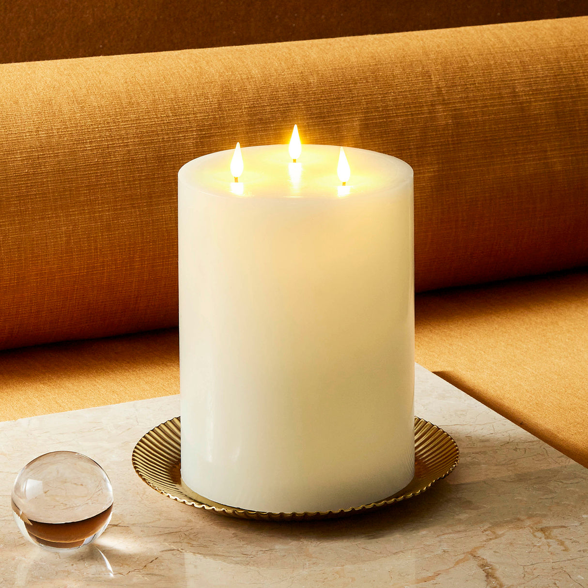 Infinity Wick Ivory 3-LED 6"x8" Pillar Candle