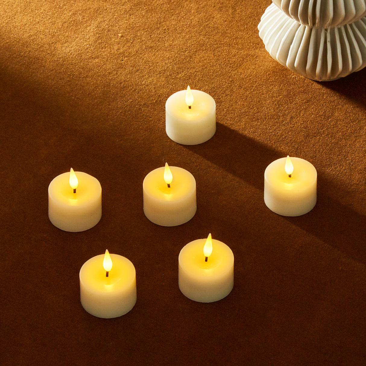 Infinity Wick Ivory Tea Light Candles, Set of 6