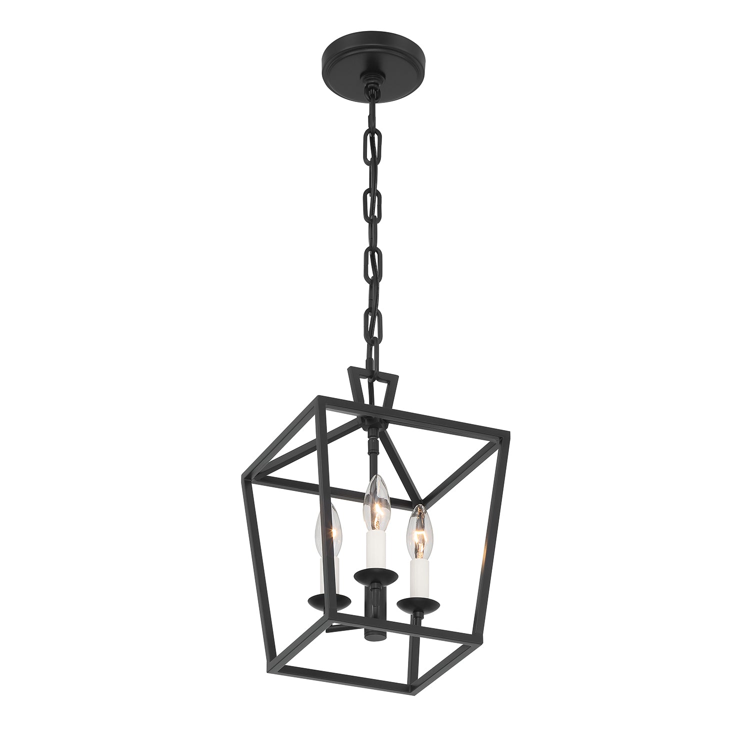 Anover Small Lantern Pendant, Matte Black