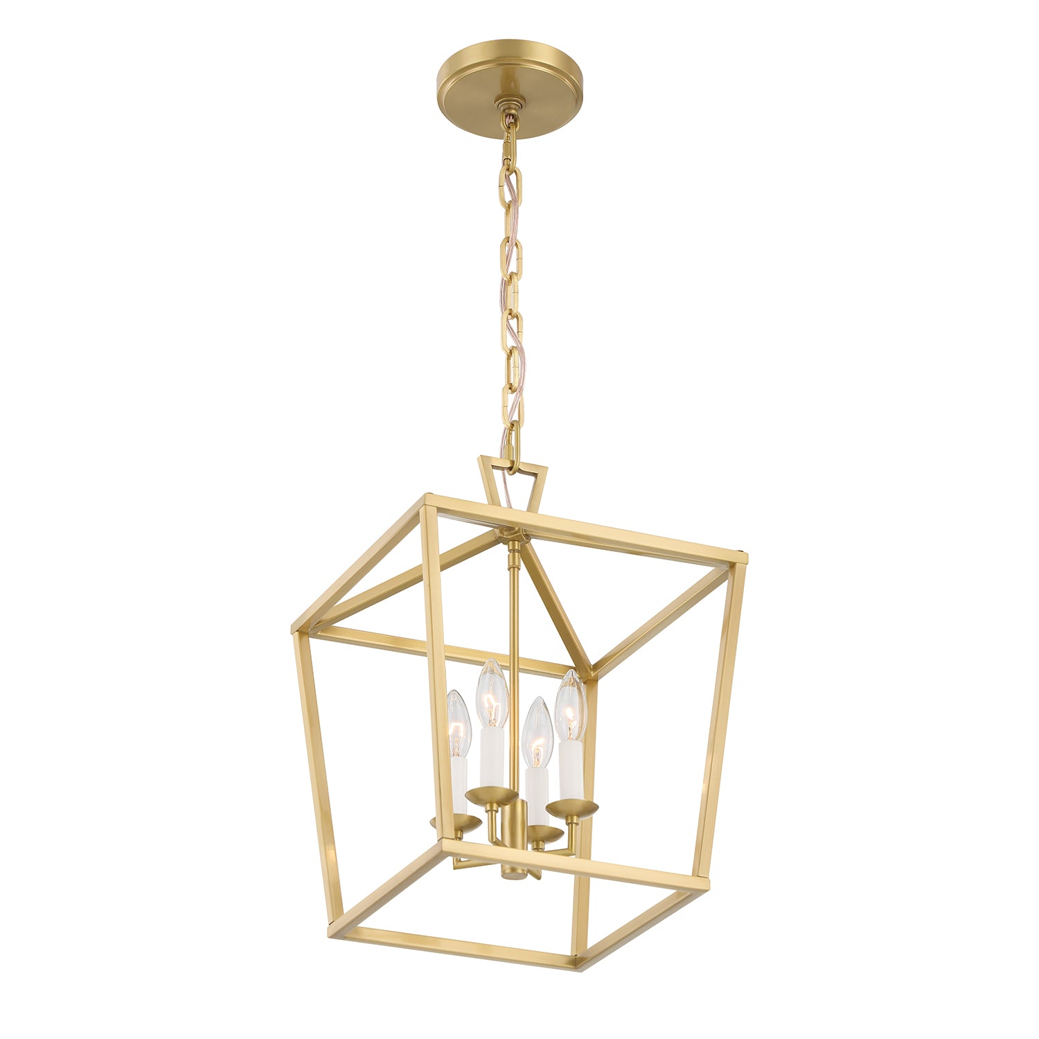 Anover Medium Lantern Pendant, Satin Brass