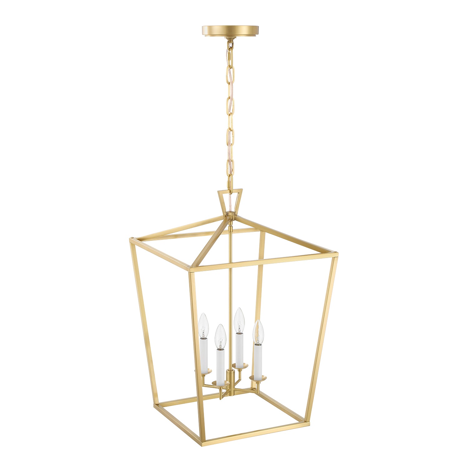 Anover Large Lantern Pendant, Satin Brass