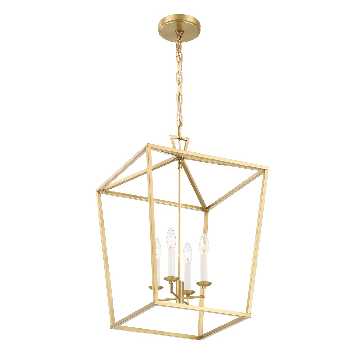 Anover Large Lantern Pendant, Satin Brass