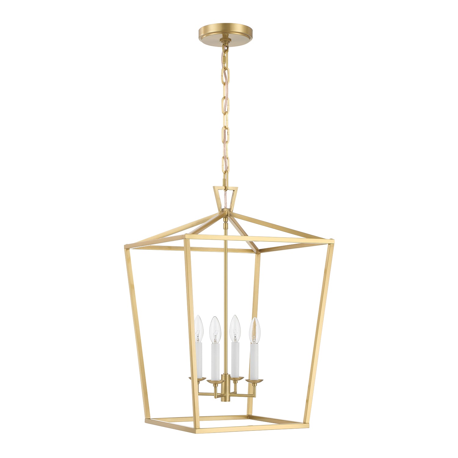 Anover Large Lantern Pendant, Satin Brass