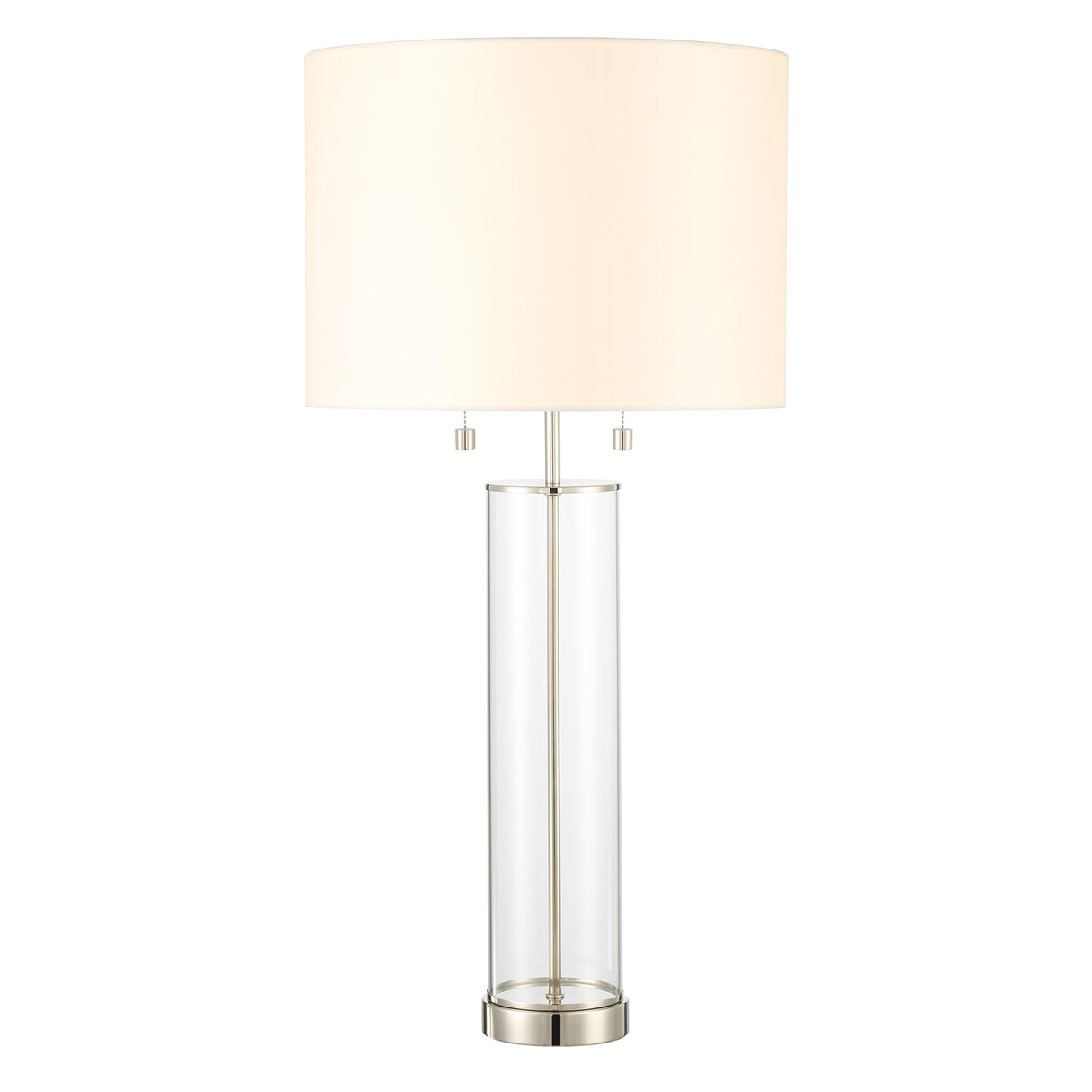 Laurel Glass Cylinder Table Lamp, Polished Nickel