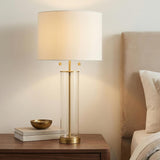 Laurel Glass Cylinder Table Lamp 29", Satin Brass