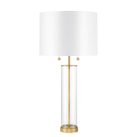 Laurel Glass Cylinder Table Lamp, Satin Brass