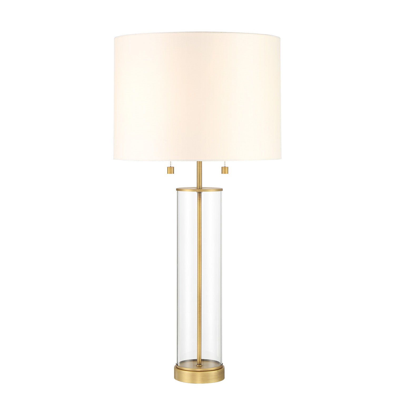 Laurel Glass Cylinder Table Lamp, Satin Brass