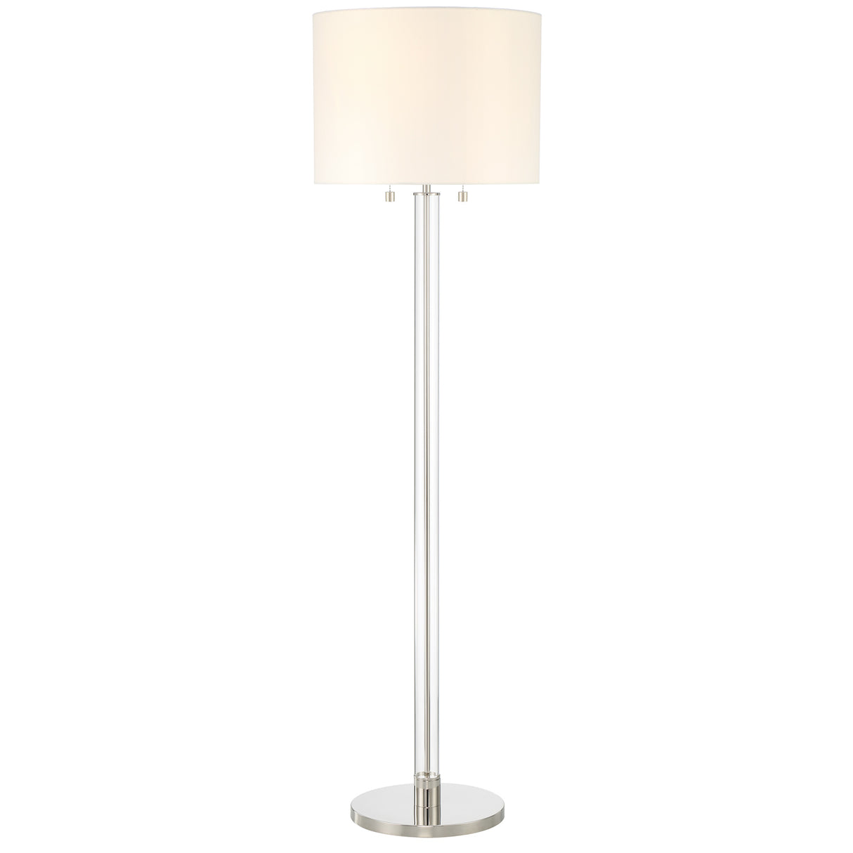 Laurel Glass Cylinder Floor Lamp, Polished Nickel