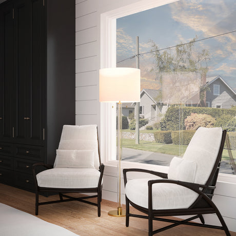 Laurel Glass Cylinder Floor Lamp 62", Satin Brass