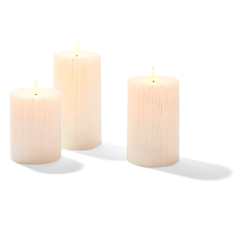 Infinity Wick White Textured Pillar Candles, 3" Multipack, Set of 3