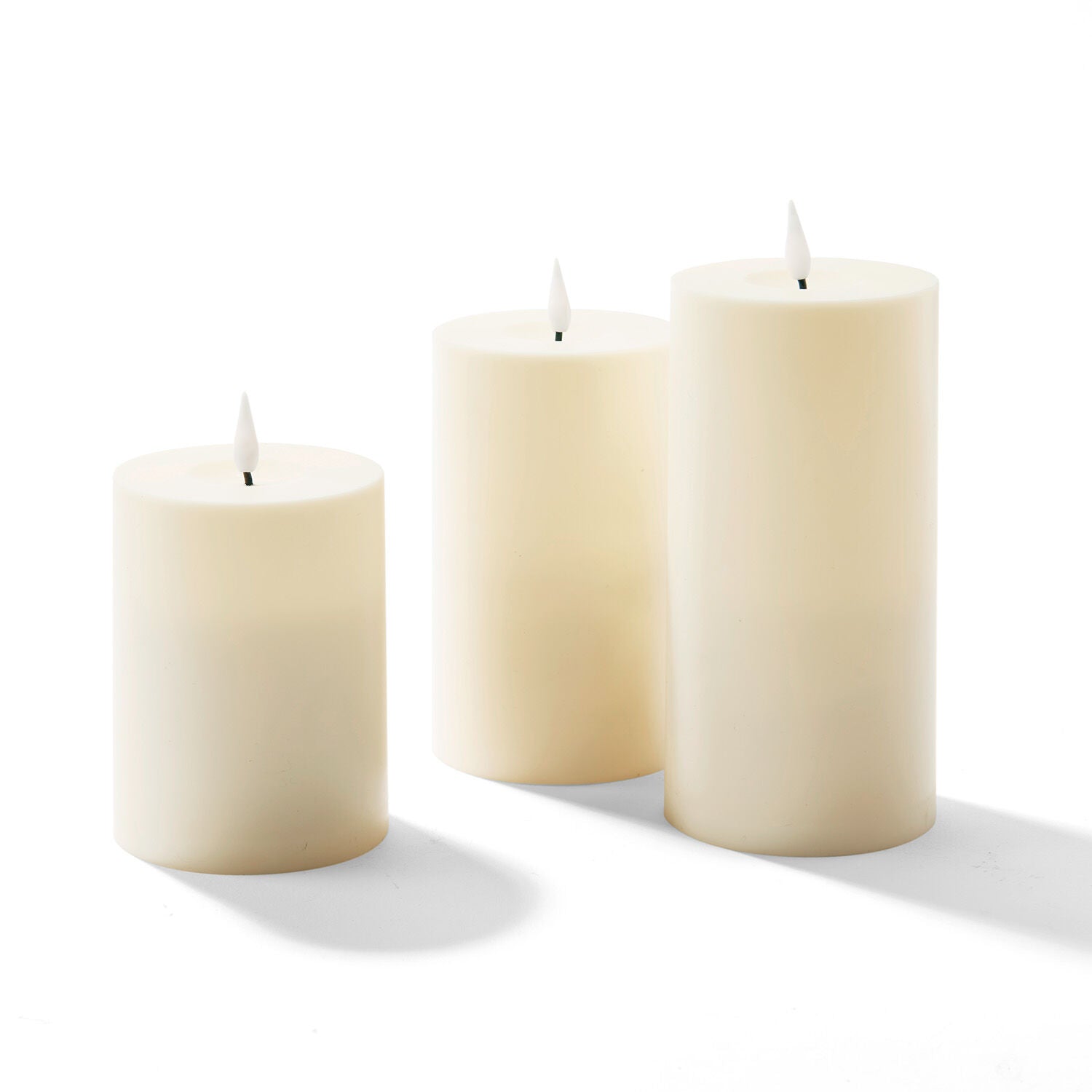 Infinity Wick Outdoor Ivory Pillar Candles, 3