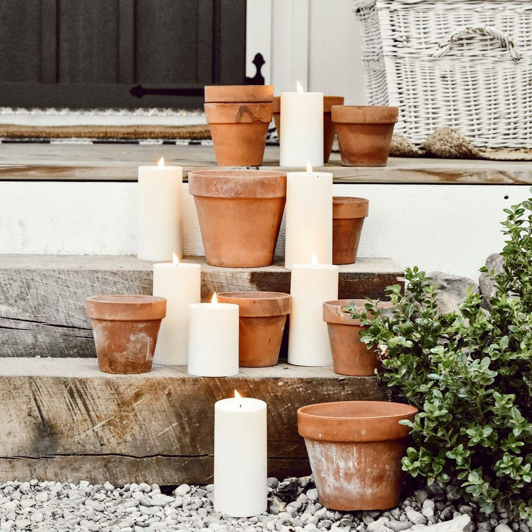 Infinity Wick Outdoor Ivory Pillar Candles, 3