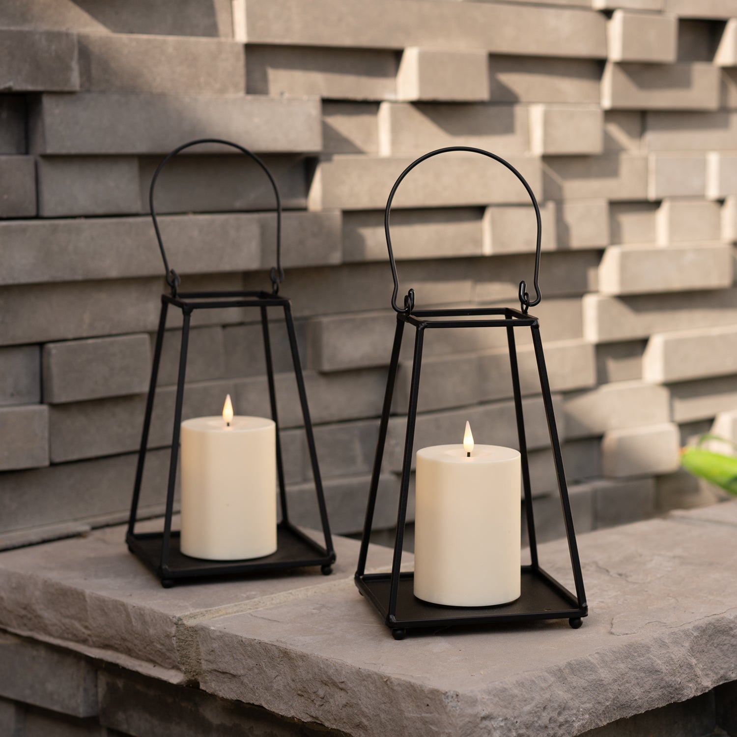 Perry Open Frame Lantern with Flameless Candle, Medium, Set of 2