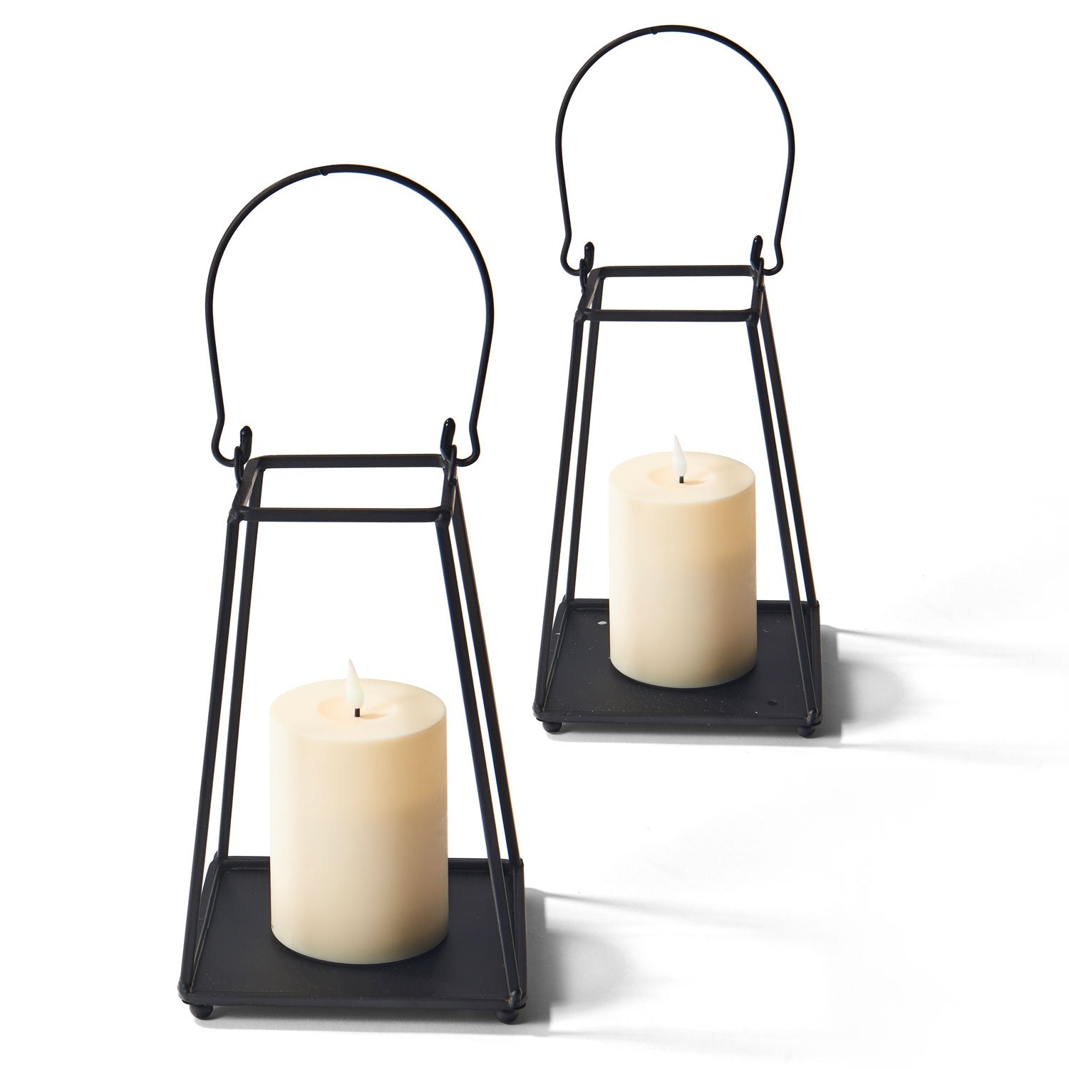 Perry Open Frame Lantern with Flameless Candle, Medium, Set of 2