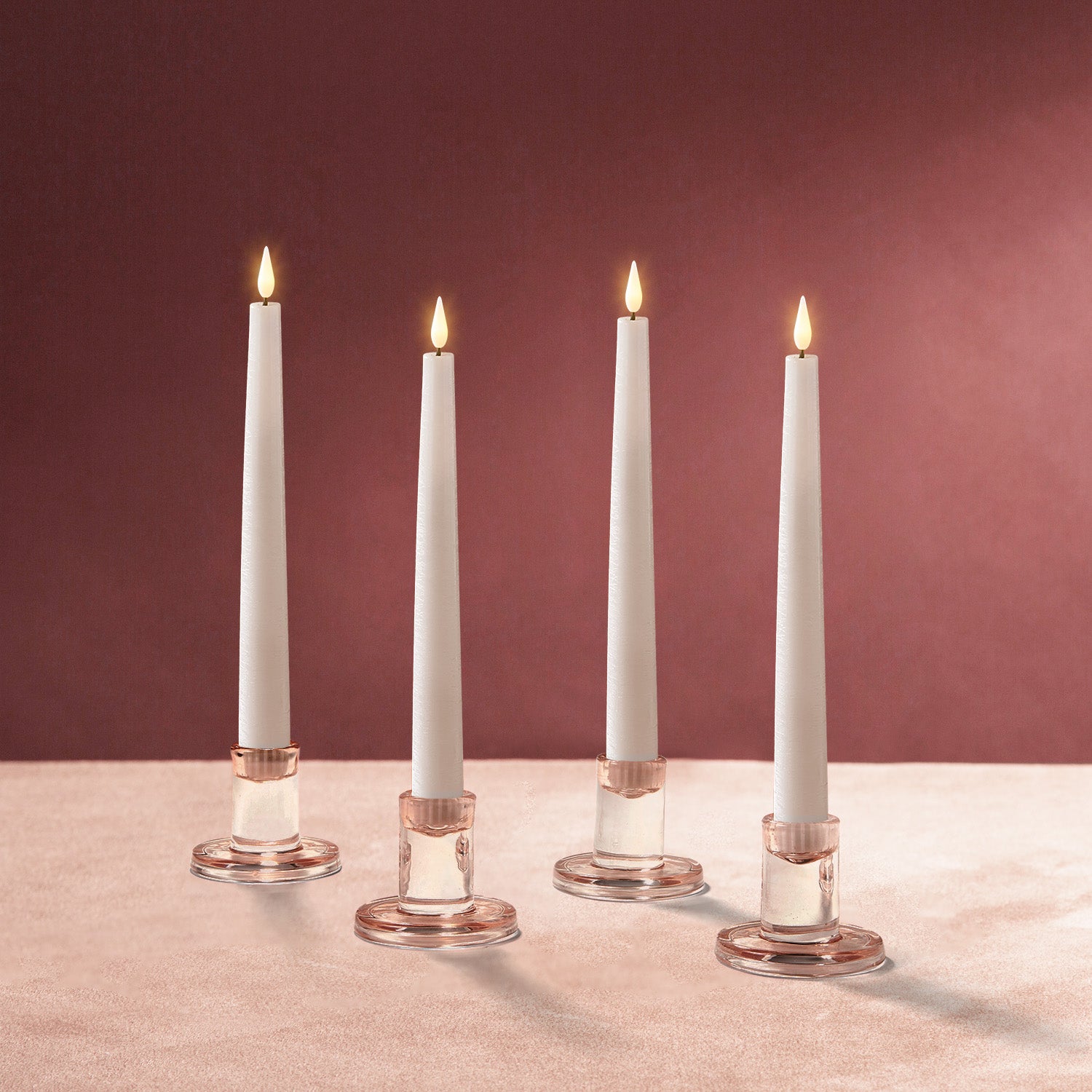 Verrea Blush Taper Candle Holders, Set of 4