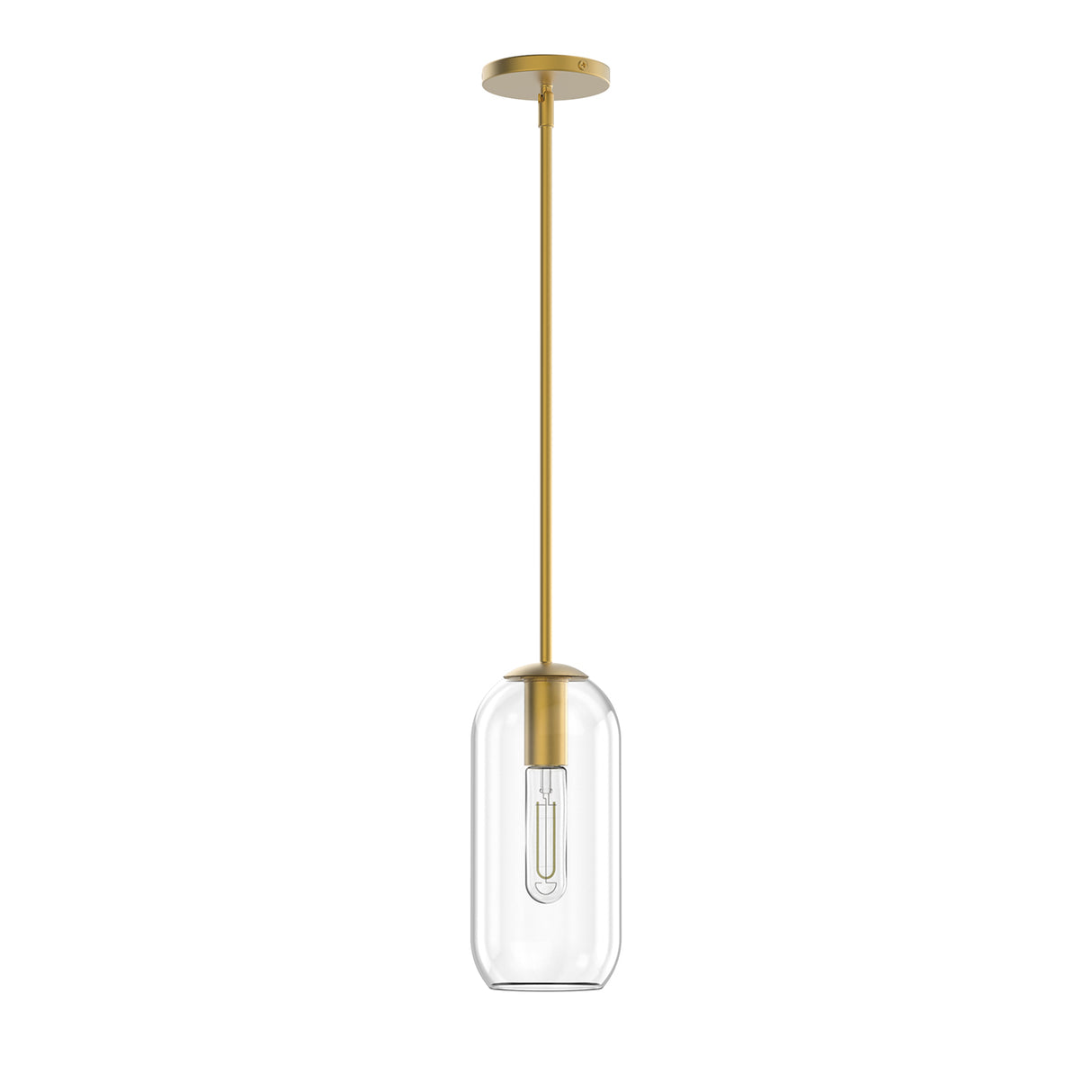 Liv 11" Clear Capsule Pendant, Satin Brass