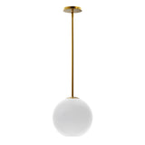 Aria 10" Opal Globe Pendant, Satin Brass
