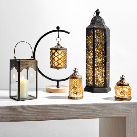 Amira Tall LED Mercury Glass Lanterns, Set of 4
