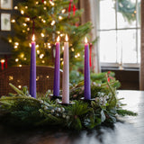 Joy 14" Advent Wreath Centerpiece, Pearl Berry & Winter Greenery