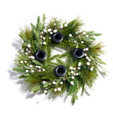Joy 14" Advent Wreath Centerpiece, Pearl Berry & Winter Greenery