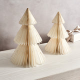 Pleated Paper Christmas Trees, Large Set of 2, Ivory