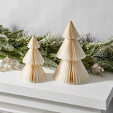 Pleated Paper Christmas Trees, Small Set of 2, Ivory