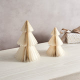 Pleated Paper Christmas Trees, Small Set of 2, Ivory