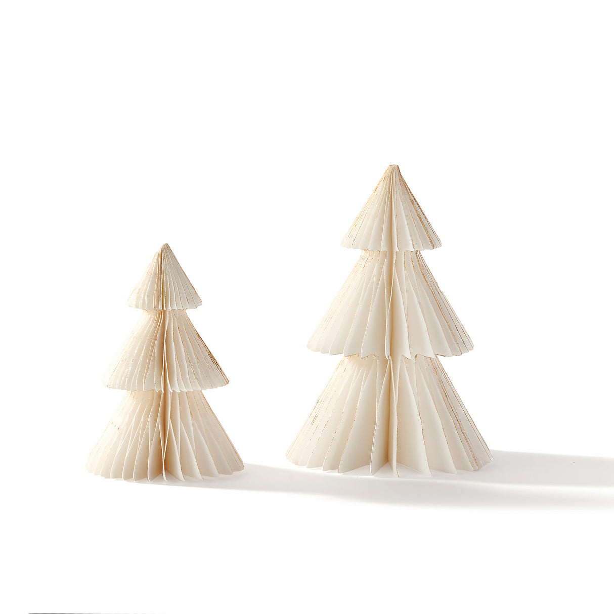 Pleated Paper Christmas Trees, Small Set of 2, Ivory