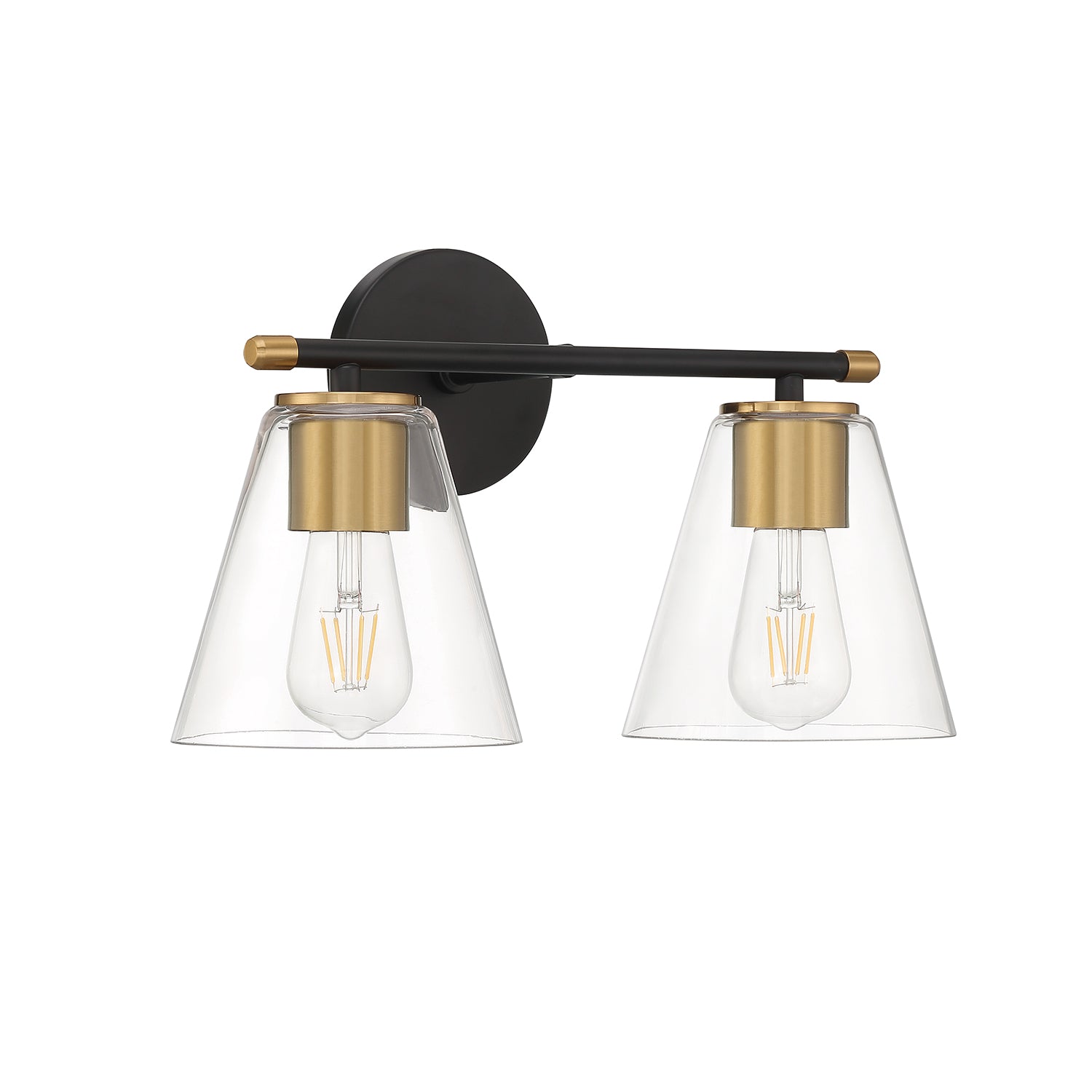 Carlisle 2-Light Vanity Wall Light, Matte Black and Brushed Brass ...