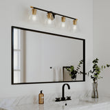 Carlisle 4 Light Vanity, Matte Black and Brushed Brass