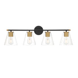 Carlisle 4 Light Vanity, Matte Black and Brushed Brass