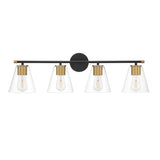 Carlisle 4 Light Vanity, Matte Black and Brushed Brass