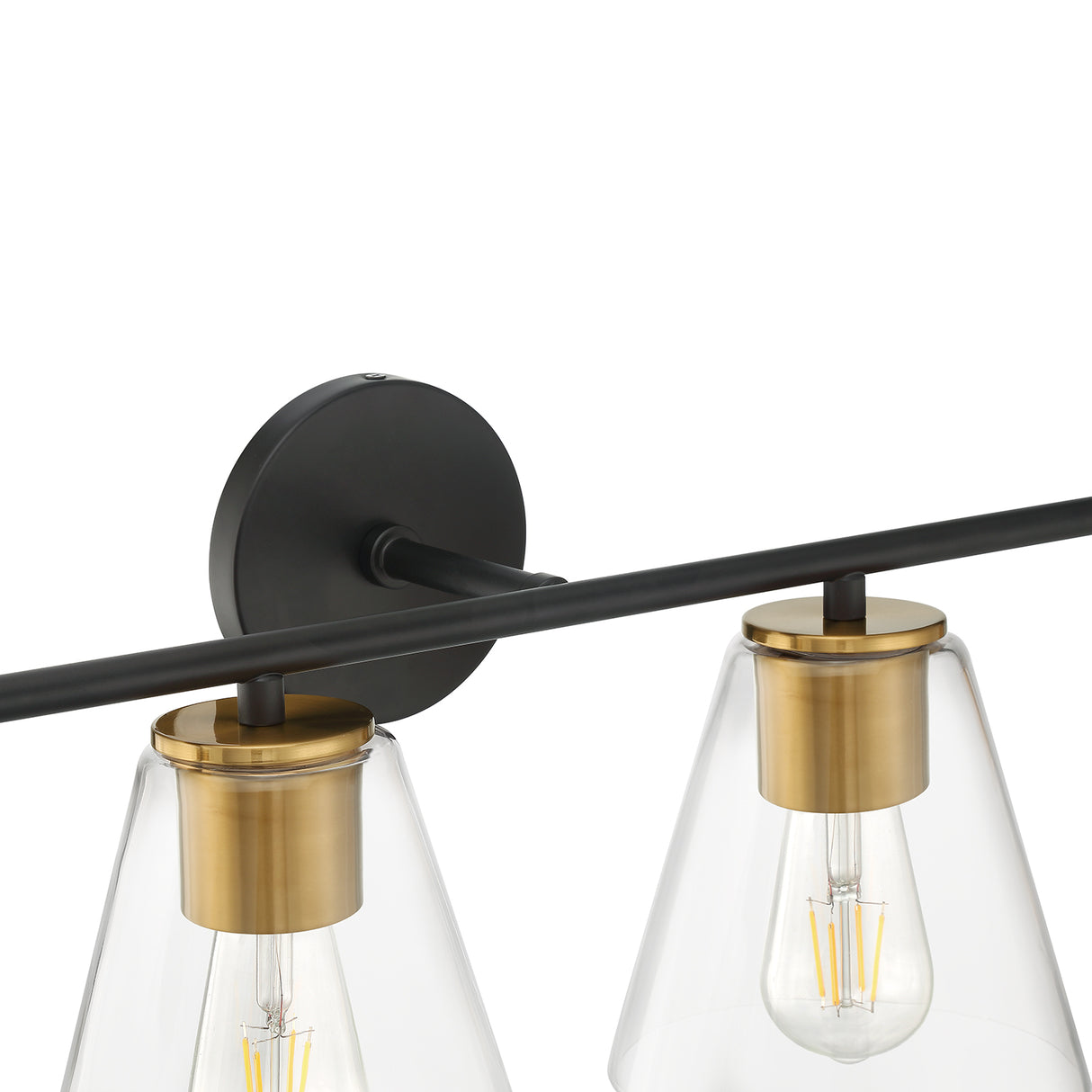 Carlisle 4 Light Vanity, Matte Black and Brushed Brass