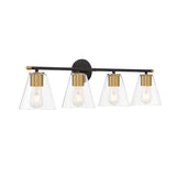 Carlisle 4 Light Vanity, Matte Black and Brushed Brass