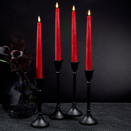 Infinity Wick Red 9" Taper Candles, Set of 4