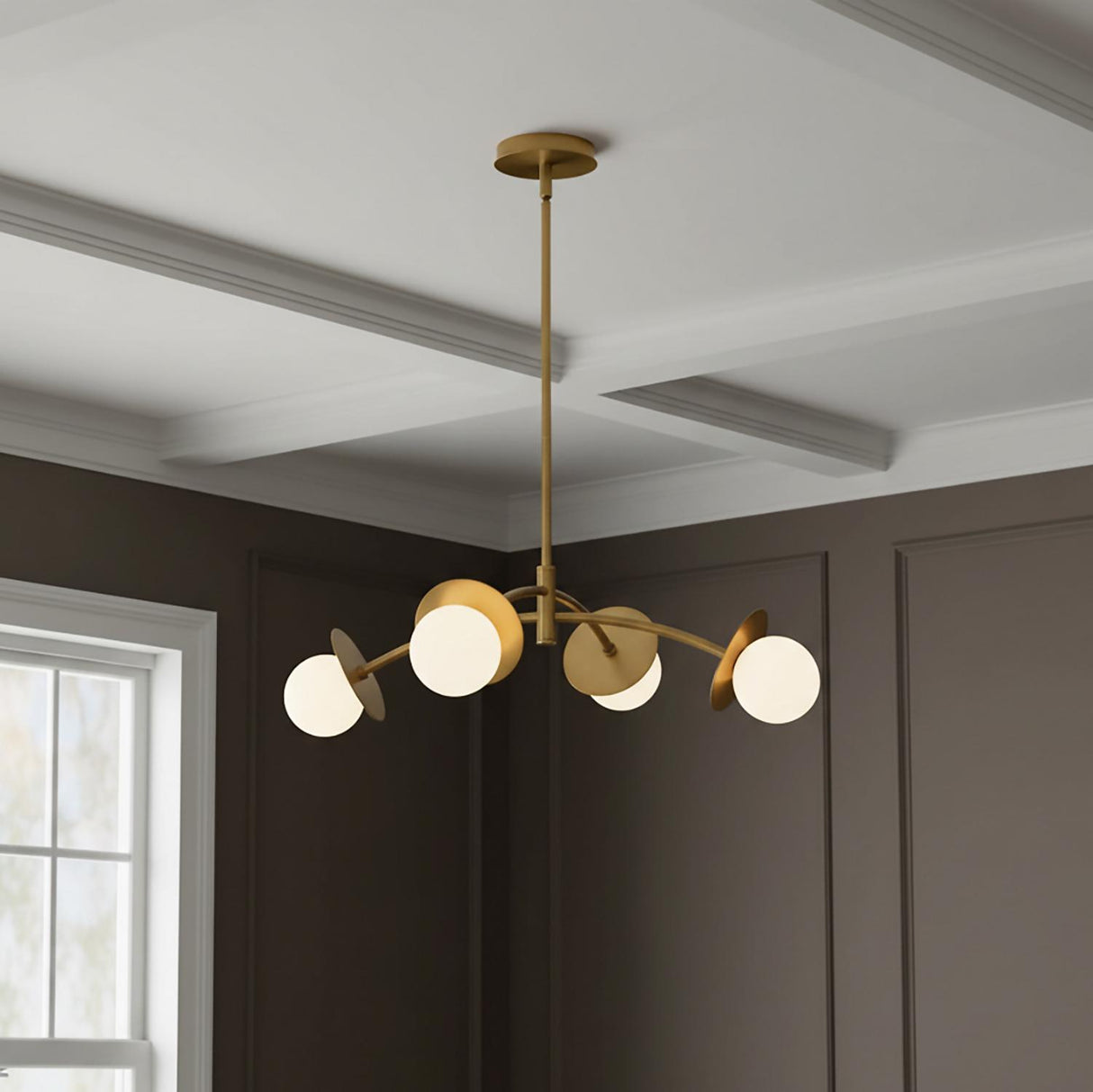 Levi 4 Globe Chandelier 26", Aged Brass