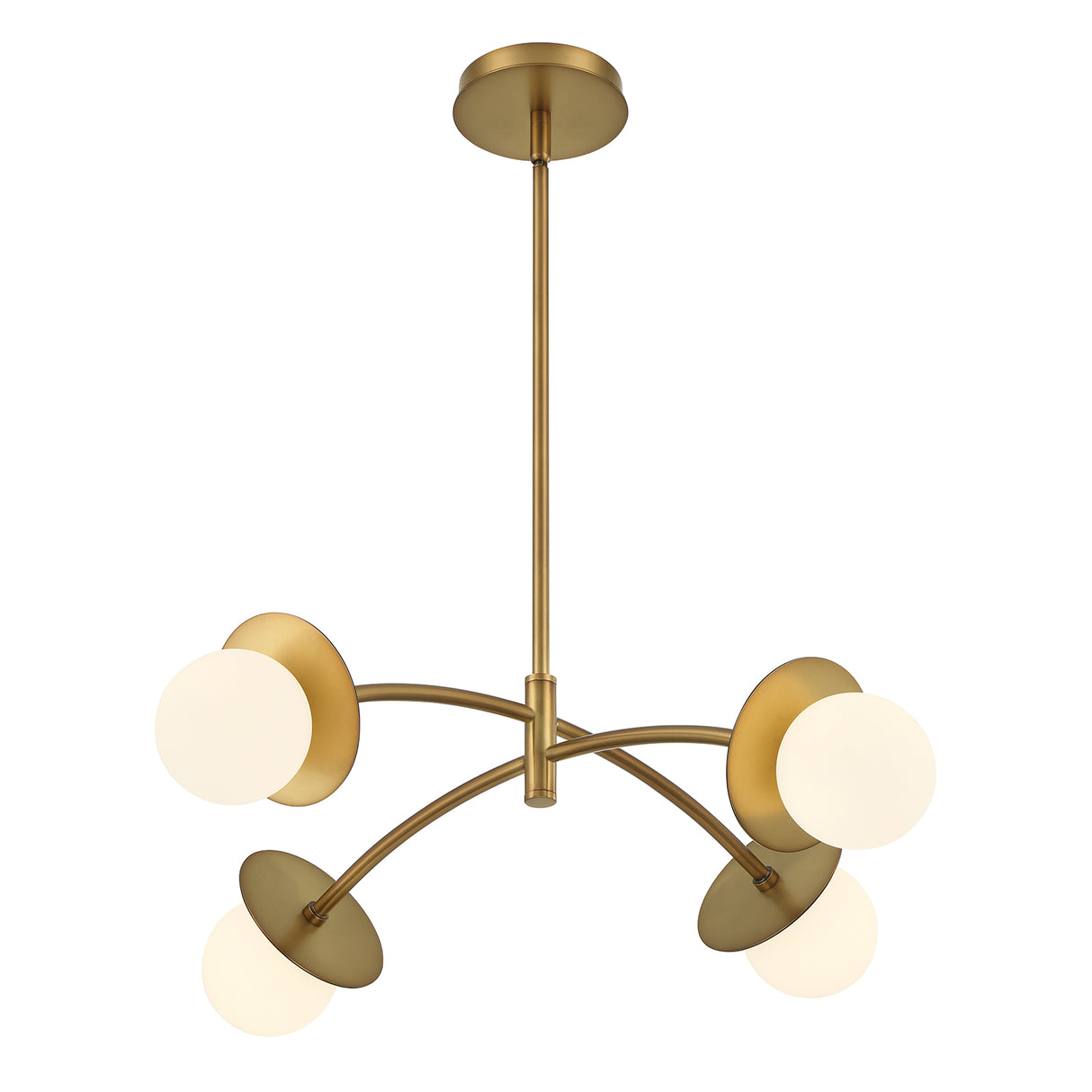 Levi 4-Globe LED Chandelier, Aged Brass