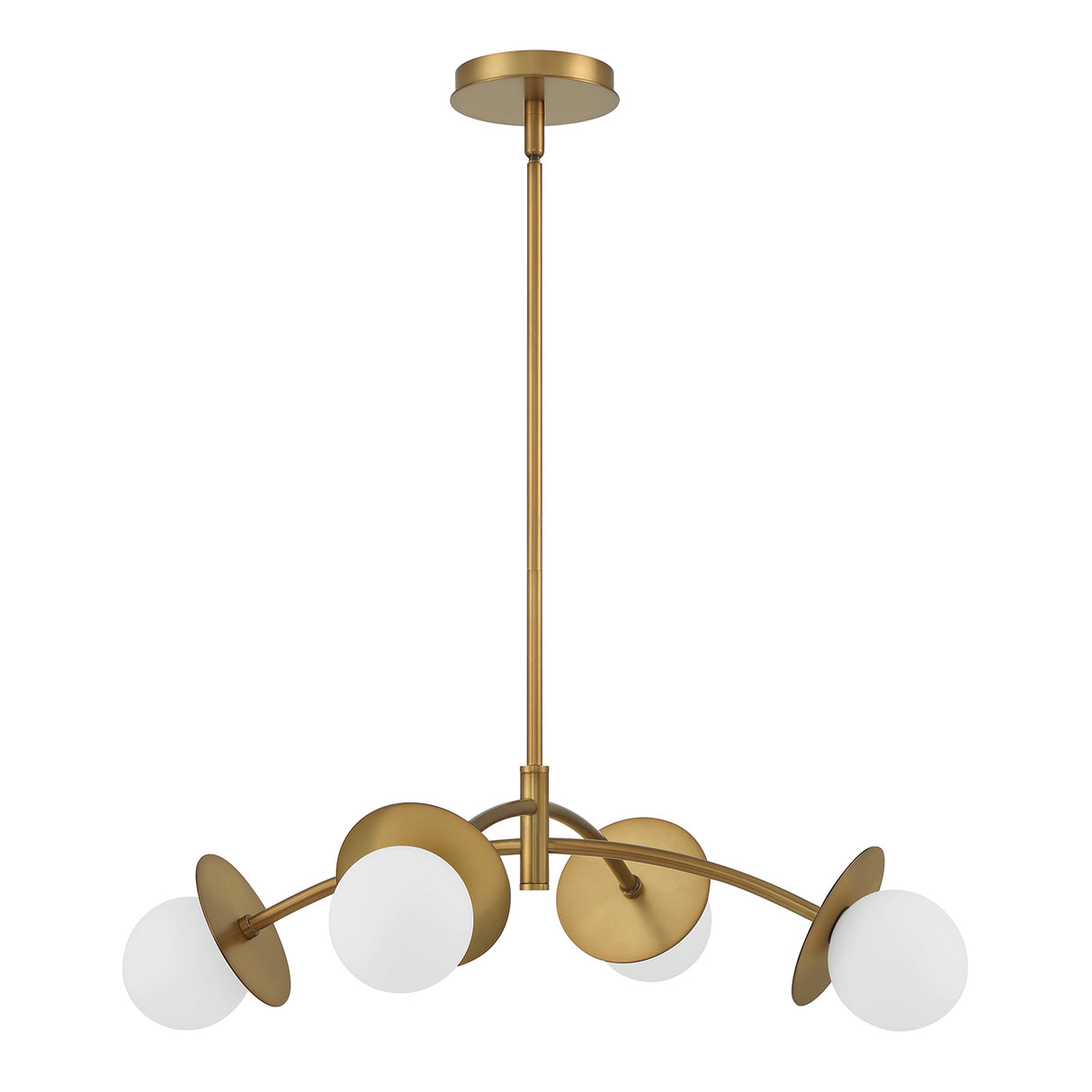 Levi 4-Globe LED Chandelier, Aged Brass