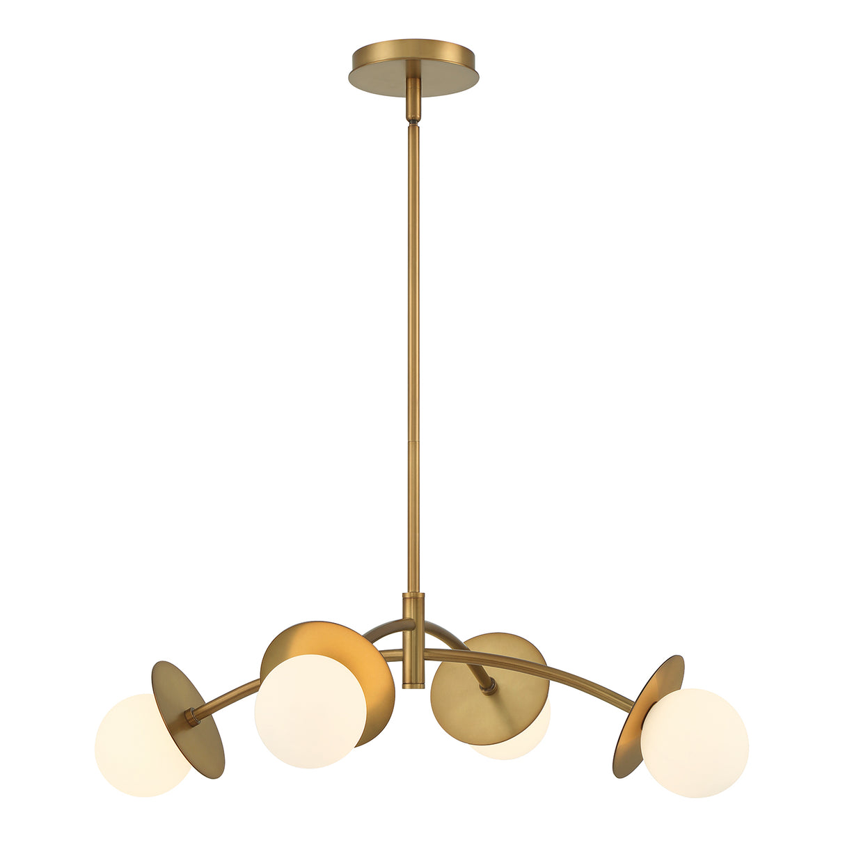 Levi 4-Globe LED Chandelier, Aged Brass