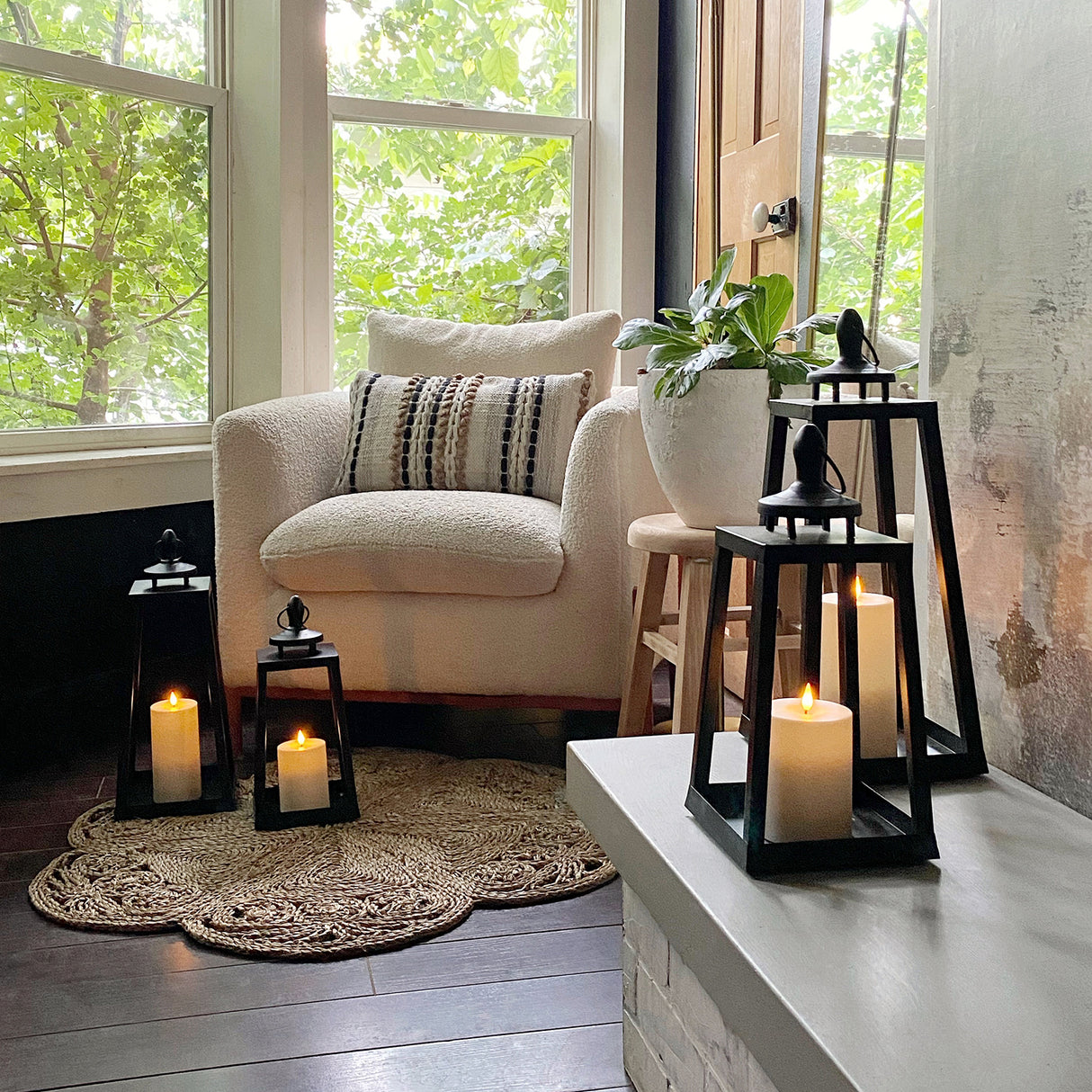 Open Box Cooper Outdoor Lantern with Flameless Candle, Large