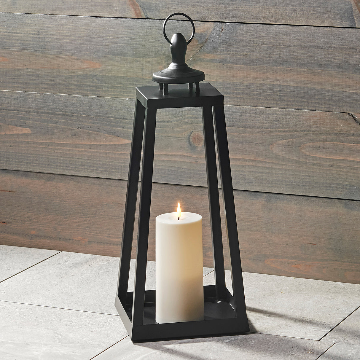 Open Box Cooper Outdoor Lantern with Flameless Candle, Large