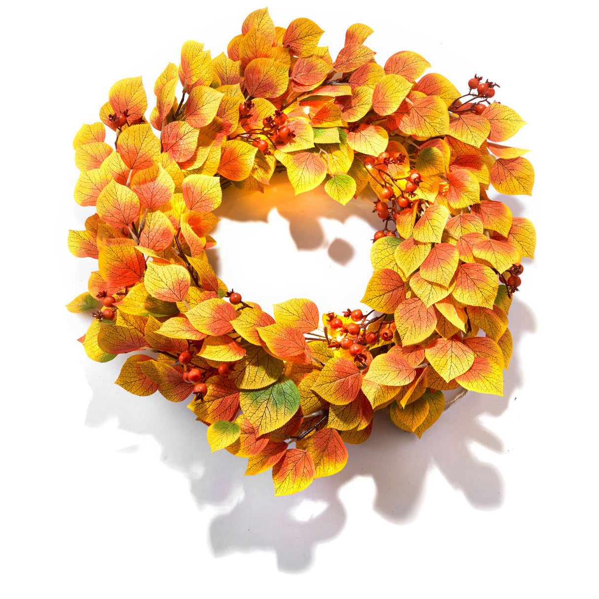 Fall Aspen Wreath with 80 LEDs