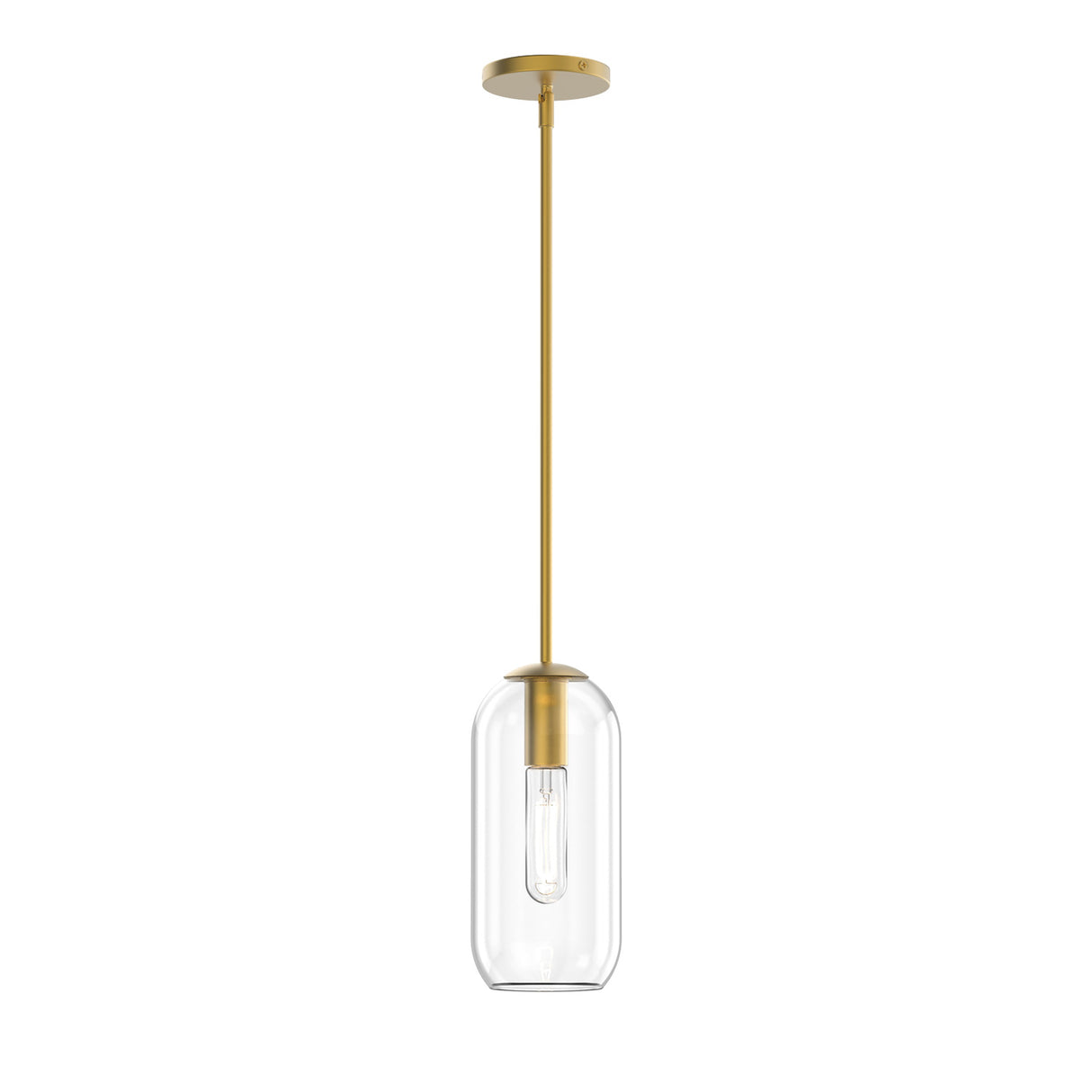 Liv 11" Clear Capsule Pendant, Satin Brass