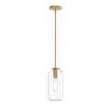 Liv 11" Clear Capsule Pendant, Satin Brass