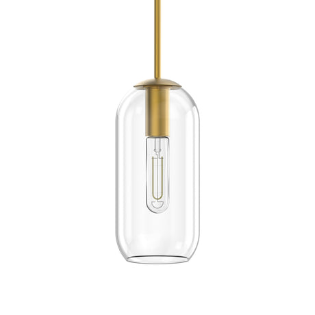 Liv 11" Clear Capsule Pendant, Satin Brass