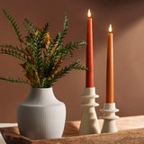 June Porcelain Taper Candle Holders, Set of 2, Matte Ivory